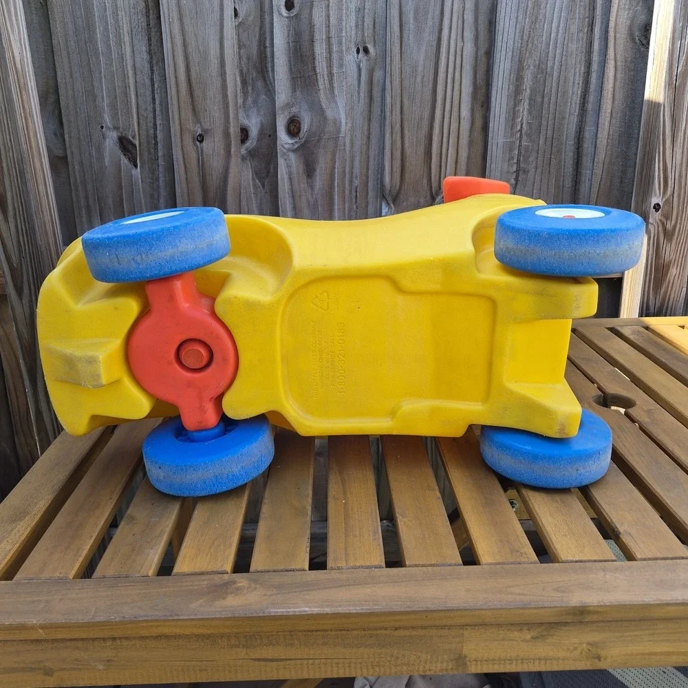 Vintage ‎ Little Tikes yellow race car Ride On Push Toy Roadster Made In USA
